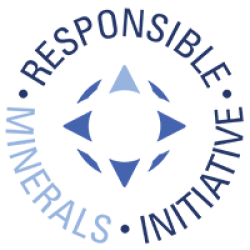 The official logo for the Responsible Minerals Initiative (RMI), featuring a blue compass-like design surrounded by the organization's name.